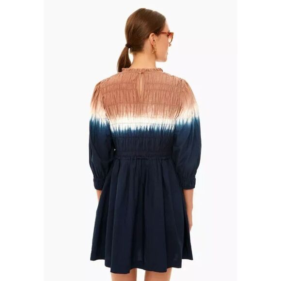 Apiece Apart Aldea Smocked Mini Dress Dipped Shibori Organic Cotton Size Medium - Picture 3 of 12
